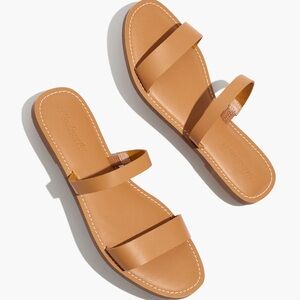 Madewell The Boardwalk Double-Strap Slide Sandal in Leather size 7